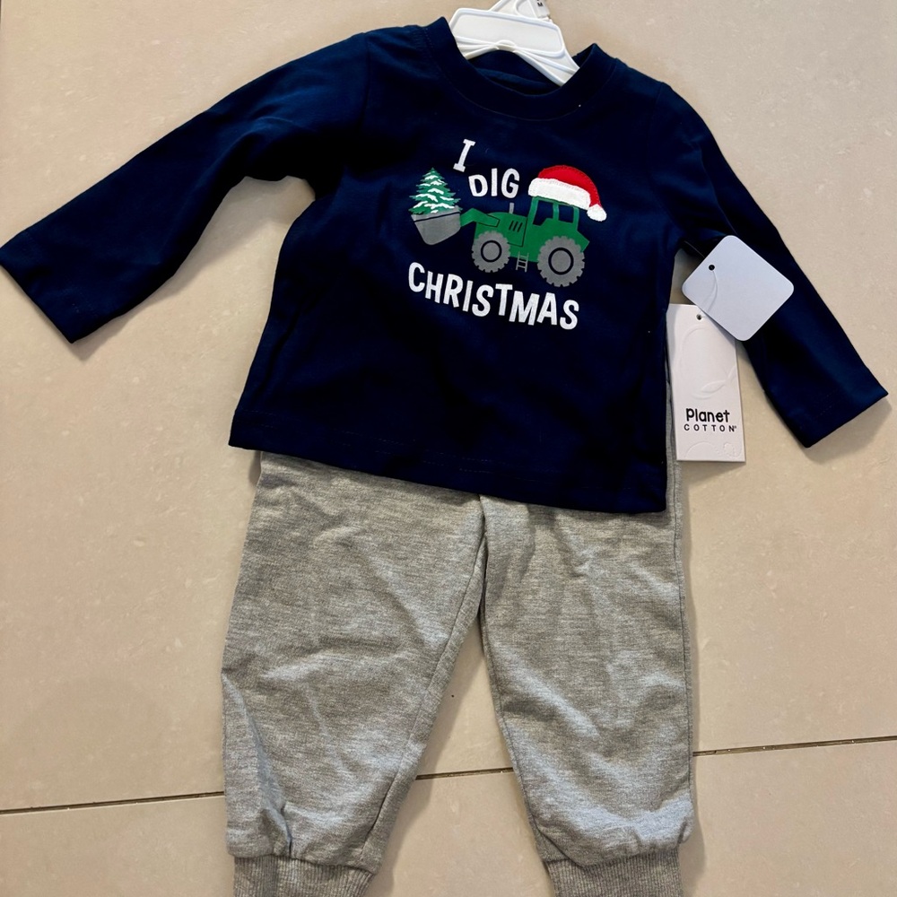 Kids Holiday Pajama Set - Navy and Gray